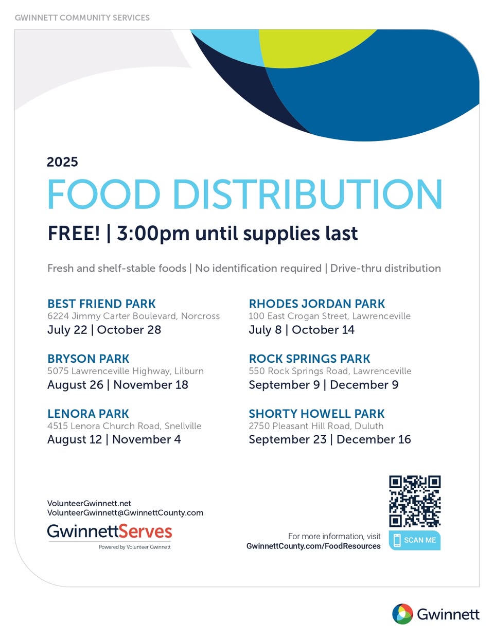 Gwinnett County Food Distribution Events Schedule