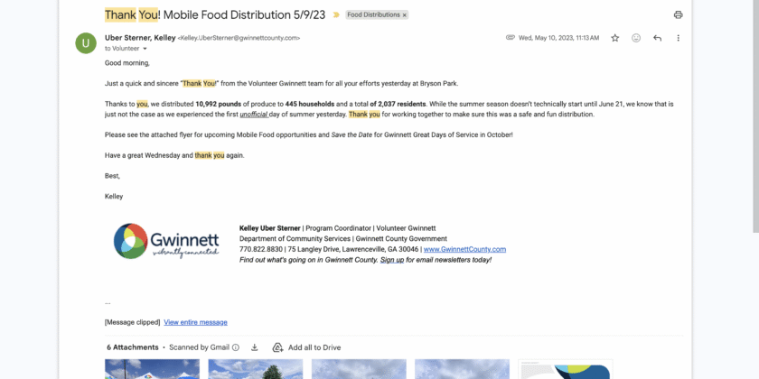 Appreciation – Volunteer Gwinnett– Apr-2023