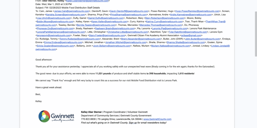 Appreciation – Volunteer Gwinnet — Mar-2023