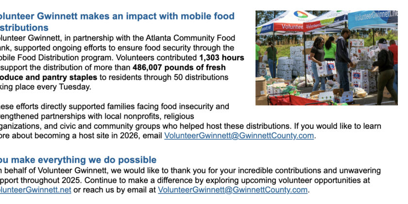 Volunteer Gwinnett Makes An  Impact —  Mobile Food Distributions