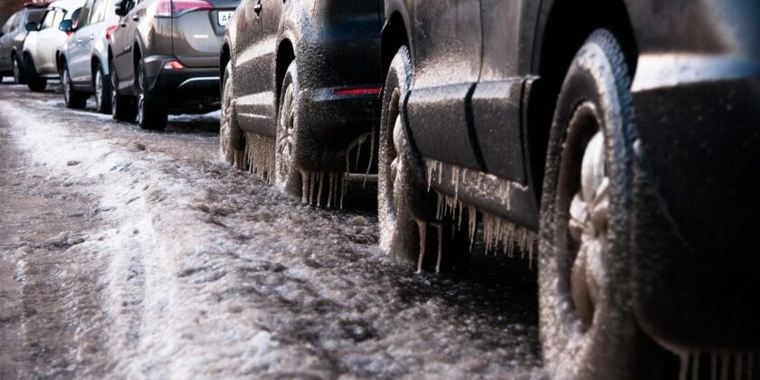 Back To Road During Winter Freeze