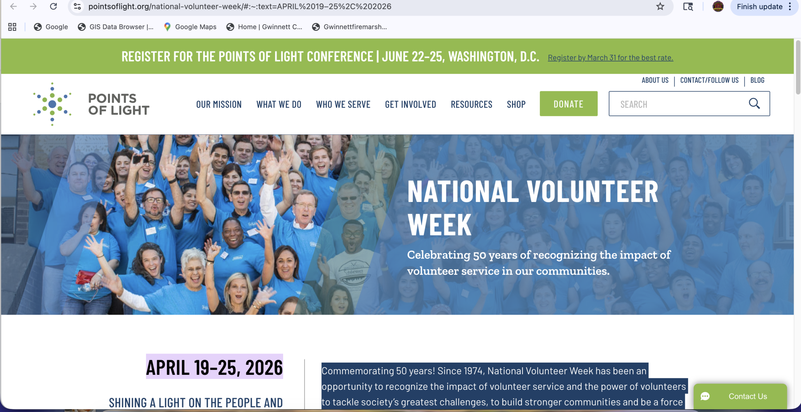 National Volunteer Week — April 19-25